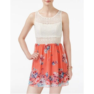 Trixxi Crochet Top Floral Lined Dress Size S